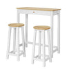 SoBuy FWT50-WN Set de 1 Table + 2 Tabourets Ensemble Table de Bar bistrot + 2 tabourets avec Repose-Pieds Table Mange-Debout Table Haute Cuisine – Blanc Naturel