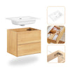 SoBuy BZR174-N Meuble Suspendu pour Lavabo Armoire de Salle de Bain avec Vasque Ensemble de Lavabo en céramique, 2 Tiroirs