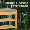 SoBuy FSR49-N Banc de Rangement Chaussures 3-en-1 en Bambou Massif avec Tiroir Secret + Siège Rembourré, pour Entrée Étroite/Dressing, L55xP30xH46cm, Naturel