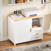 SoBuy ASK07-WN Meuble Imprimante Meuble Rangement Bureau à 3 Tiroirs avec Compartiment Ouvert Support Imprimante Caisson de Rangement Caisson de Bureau Blanc Naturel 90x45x75cm