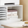 SoBuy ASK12-W Caisson de Bureau à Roulettes, Support Imprimante Roulant, Organiseur Bureau Bureau, Caisson de Rangement avec Compartiments