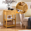 SoBuy FBT46-N Bout de Canapé Table de Chevet Table de Nuit Table d'Appoint avec 1 Tiroir et 2 Étagères pour Salon, Chambre ou Bureau, L45 x P30cm x H68cm, Couleur en Bois