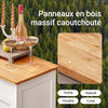 SoBuy FKW45-WN Desserte de Cuisine, Chariot de Service Roulant, Armoire de Rangement sur roulettes, Plateau en Bois d'Hévéa, avec Tiroir, Porte-Bouteilles et Portes, L67xH87xP37cm, Blanc