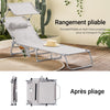 SoBuy OGS48-MIx2 Lot de 2 Transat Jardin Extérieur Pliable Bain de Soleil avec Oreiller Chaise Longue avec Pare-Soleil et Poche Latérale Mobilier de Jardin pour Terrasse Piscine Beige 155x56x81cm