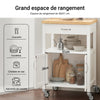 SoBuy FKW22-WN Meuble de Cuisine à roulettes avec Plan de Travail Desserte Cuisine compacte pour Rangement Cuisine, extérieur ou Chambre Chariot de Service Multifonction Blanc 60x92x45cm