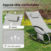 SoBuy OGS28-HG Chaise Longue Transat de Jardin Bascule avec Appui-tête Réglable et Pochette latérale