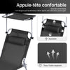 SoBuy OGS48-SCH Transat Jardin Extérieur Pliable Bain de Soleil avec Oreiller Chaise Longue Relax avec Pare-Soleil et Poche Latérale Mobilier de Jardin pour Terrasse Plage Piscine Noir 155x56x81cm