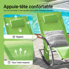 SoBuy OGS28-GR Chaise Longue Transat de Jardin Bascule avec Appui-tête Réglable et Pochette latérale | Prévente