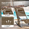 SoBuy OGS28-BRx2 Lot de 2 Chaise Longue Transat de Jardin Bascule avec Appui-tête Réglable et Pochette latérale | Prévente