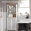 SoBuy BZR44-W Meuble Colonne de Salle de Bain Armoire Haute Meuble de Rangement avec 3 Etagères et 2 Portes persiennes