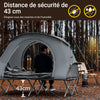 SoBuy OGS60-L-HG Lit de Camping Pliable en Aluminium Léger, 3 en 1 avec Toit Anti-UV + Matelas Gonflable Intégré + Sac de Transport, 2 Personnes