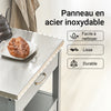 SoBuy FKW22-HG Meuble de Cuisine à roulettes avec Plan de Travail Desserte Cuisine compacte pour Rangement Cuisine, extérieur ou Chambre Chariot de Service Multifonction Gris 60x92x44cm