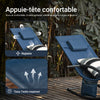 SoBuy OGS28-NB Chaise Longue Transat de Jardin Bascule avec Appui-tête Réglable et Pochette latérale