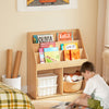SoBuy KMB01-N Bibliothèque Enfant Rangement Jouet Enfant avec 3 Étagères et 2 Compartiments Ouverts Meuble Rangement Jouet Étagère Bibliothèque Porte-revues Naturel 73x30x80 cm