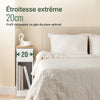 SoBuy FBT111-W Table de Chevet Étroite et Fine avec Tiroir et Étagère – Table de Nuit Bout de Canapé Chevet de Lit – Rangement pour Chambre ou Salon Blanc L20 x P35 x H60 cm