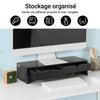 Prévente SoBuy BBF02-SCH Support Écran PC Rehausseur Ecran PC Bureau avec 2 Tiroirs et Rangement Support Moniteur Universel pour Ordinateur Portable ou Écran Noir 47x18x11cm