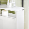 SoBuy BZR02-W Meuble WC Salle de Bain avec roulettes Petit Meuble de Rangement, avec 2 Portes Coulissantes et Étagère Ouverte, Meuble Toilettes pour Espace Réduit Blanc 70x71x20cm
