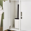 SoBuy BZR02-W Meuble WC Salle de Bain avec roulettes Petit Meuble de Rangement, avec 2 Portes Coulissantes et Étagère Ouverte, Meuble Toilettes pour Espace Réduit Blanc 70x71x20cm