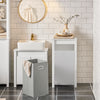 SoBuy BZR100-W Meuble Salle de Bain avec Panier à Linge Rabattable Armoire de Salle de Bain avec Sac à Linge Amovible & poignées de Transport Meuble buanderie Compact en Bois Blanc 45x85,5x35cm