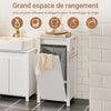 SoBuy BZR100-W Meuble Salle de Bain avec Panier à Linge Rabattable Armoire de Salle de Bain avec Sac à Linge Amovible & poignées de Transport Meuble buanderie Compact en Bois Blanc 45x85,5x35cm