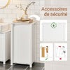 SoBuy BZR100-W Meuble Salle de Bain avec Panier à Linge Rabattable Armoire de Salle de Bain avec Sac à Linge Amovible & poignées de Transport Meuble buanderie Compact en Bois Blanc 45x85,5x35cm