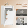 SoBuy BZR100-W Meuble Salle de Bain avec Panier à Linge Rabattable Armoire de Salle de Bain avec Sac à Linge Amovible & poignées de Transport Meuble buanderie Compact en Bois Blanc 45x85,5x35cm