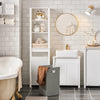 SoBuy BZR102-W Meuble Colonne de Salle de Bain avec Panier Linge, Armoire Haute en Bois, Placard de Rangement Étroit avec 3 Étagères et 1 Sac à Linge Amovible, Blanc, 45 x 35 x 171 cm