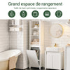 SoBuy BZR102-W Meuble Colonne de Salle de Bain avec Panier Linge, Armoire Haute en Bois, Placard de Rangement Étroit avec 3 Étagères et 1 Sac à Linge Amovible, Blanc, 45 x 35 x 171 cm
