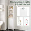 SoBuy BZR102-W Meuble Colonne de Salle de Bain avec Panier Linge, Armoire Haute en Bois, Placard de Rangement Étroit avec 3 Étagères et 1 Sac à Linge Amovible, Blanc, 45 x 35 x 171 cm
