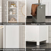 SoBuy BZR102-W Meuble Colonne de Salle de Bain avec Panier Linge, Armoire Haute en Bois, Placard de Rangement Étroit avec 3 Étagères et 1 Sac à Linge Amovible, Blanc, 45 x 35 x 171 cm