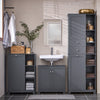 SoBuy BZR104-DG Colonne Salle de Bain avec Panier à Linge Meuble Rangement Haut Armoire de Rangement avec 6 Étagères et 2 Tiroirs Meuble Salle de Bain avec Panier Gris 60x37x171 cm