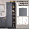 SoBuy BZR104-DG Colonne Salle de Bain avec Panier à Linge Meuble Rangement Haut Armoire de Rangement avec 6 Étagères et 2 Tiroirs Meuble Salle de Bain avec Panier Gris 60x37x171 cm