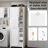 SoBuy BZR104-W Colonne Salle de Bain avec Panier à Linge Meuble Rangement Haut Armoire de Rangement avec 6 Étagères et 2 Tiroirs Meuble Salle de Bain avec Panier Blanc 60x37x171 cm