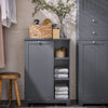 SoBuy BZR105-DG Meuble Bas Armoire à Linge avec Sac à Linge, Coffre à Linge, Porte Vêtement, Corbeille à Linge Sale