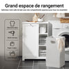 SoBuy BZR105-W Armoire de Salle de Bain avec Paniers à Linge – Meuble Bas de Salle de Bain avec Panier à Abattant et 3 Étagères, Corbeille à Linge Sale, Bois, Blanc, 60x37x86 cm