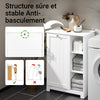 SoBuy BZR105-W Armoire de Salle de Bain avec Paniers à Linge – Meuble Bas de Salle de Bain avec Panier à Abattant et 3 Étagères, Corbeille à Linge Sale, Bois, Blanc, 60x37x86 cm