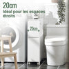SoBuy BZR111-W Armoire WC Toilettes Compact, Meuble de Rangement Salle de Bain Étroit avec roulettes, Meuble WC 20 cm avec Tiroir en Bois,pour Rangement de Papier Toilette, 60x20x75cm