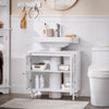 SoBuy BZR115-II-W Meuble sous Lavabo Salle de Bain, Armoire de Rangement pour Vasque sur Pieds avec 2 Portes en Verre