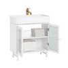 SoBuy BZR115-W Meuble sous Lavabo Salle de Bain, Meuble sous Évier, Armoire de Rangement pour Vasque sur Pieds avec 2 Portes en Verre