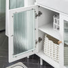 SoBuy BZR115-W Meuble sous Lavabo Salle de Bain, Meuble sous Évier, Armoire de Rangement pour Vasque sur Pieds avec 2 Portes en Verre
