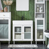 SoBuy BZR115-W Meuble sous Lavabo Salle de Bain, Meuble sous Évier, Armoire de Rangement pour Vasque sur Pieds avec 2 Portes en Verre