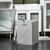 SoBuy BZR116-W Armoire à Linge avec Sac à Linge Corbeille à Linge Panier à Linge Amovible Meuble Bas de Salle de Bain