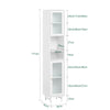 SoBuy BZR118-W Meuble Colonne de Salle de Bain Étagère étroite Armoire Haute Placard de Rangement avec 2 Portes en Verre, 2 Compartiments Ouverts