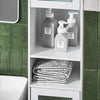 SoBuy BZR118-W Meuble Colonne de Salle de Bain Étagère étroite Armoire Haute Placard de Rangement avec 2 Portes en Verre, 2 Compartiments Ouverts