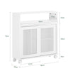SoBuy BZR119-W Armoire WC Toilettes Compact Roulante Salle de Bain Étroit sur roulettes, Support Papier Toilette