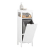 SoBuy BZR122-W Meuble de Salle de Bain avec Panier à Linge – Armoire de Salle de Bain Compacte avec Sac Abattant – Meuble de Rangement Gain de Place en Bois, Blanc, 30 x 90 x 30 cm