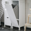 SoBuy BZR123-W Meuble Colonne de Salle de Bain, Armoire Toilette Haute, Meuble Salle de Bain Placard avec Étagères et Panier à Linge