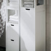 SoBuy BZR123-W Meuble Colonne de Salle de Bain, Armoire Toilette Haute, Meuble Salle de Bain Placard avec Étagères et Panier à Linge