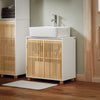 SoBuy BZR125-W Meuble sous Lavabo de Salle de Bain, Meuble sous Vasque à 2 Portes en Bambou, Placard Armoire de Rangement Meuble évier de Cuisine, L60 x P30 x H61 cm