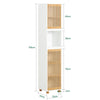 SoBuy BZR127-W Meuble Colonne Salle de Bain Rangement – Étagère Armoire Salle de Bain Haute avec Portes en Bambou, Meuble WC ou Toilette Gain de Place, Blanc-Naturel, 33x165x33cm